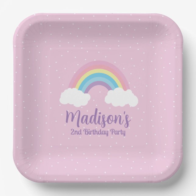 Pastel Rainbow Pink Plate (Front)