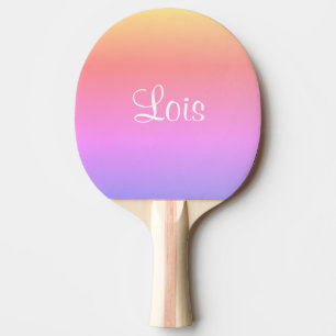 Pastel Rainbow Pink Purple Yellow 4Lois (Name) Ping Pong Paddle