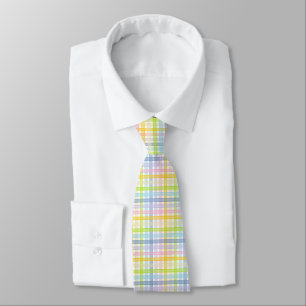 Pastel Rainbow Plaid Tie