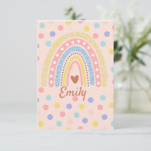Pastel Rainbow Polka Dot School ,Cute Back-to-Scho Thank You Card