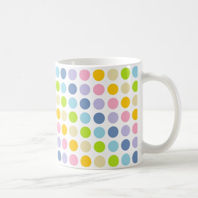 Pastel Rainbow Polka Dots Coffee Mug (Right)