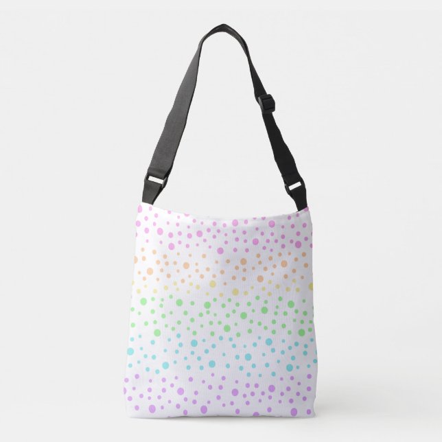 Pastel Rainbow Polka Dots Crossbody Bag (Front)