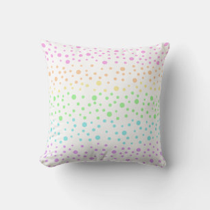 Pastel Rainbow Polka Dots Throw Pillow
