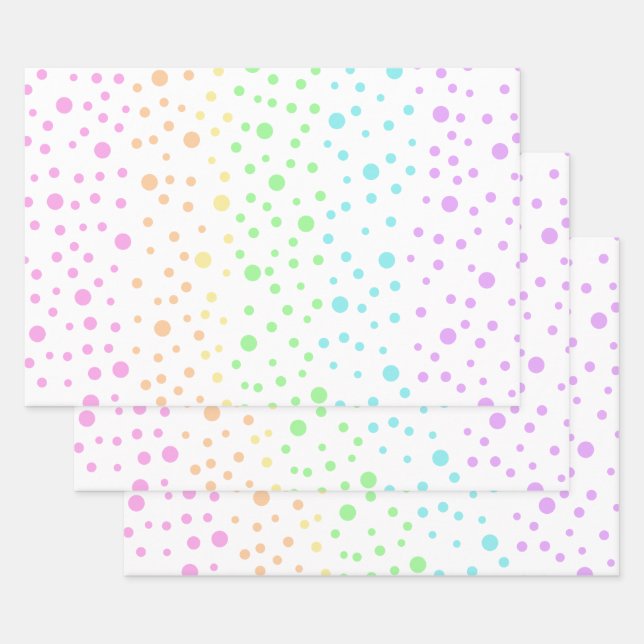 Pastel Rainbow Polka Dots Wrapping Paper (Set)