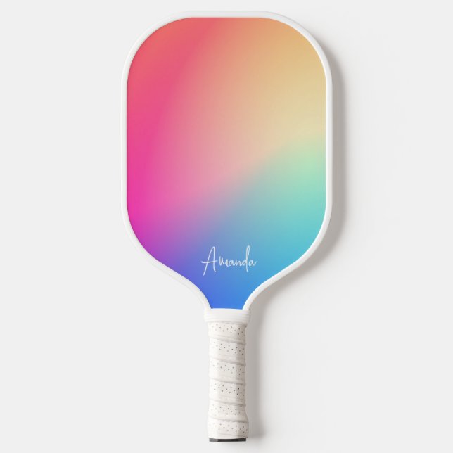 Pastel Rainbow Prism Personalised  Pickleball Paddle (Front)