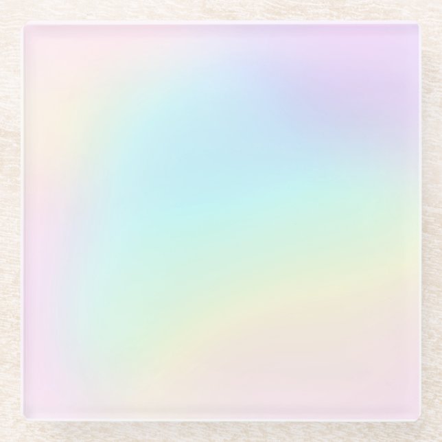 Pastel Rainbow Prismatic Lesbian Wedding Glass Coaster (Front)