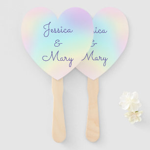 Pastel Rainbow Prismatic Lesbian Wedding Hand Fan