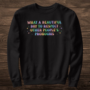 Pastel Rainbow Pronoun Respect Sweatshirt