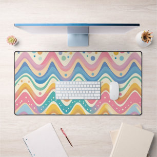 Pastel Rainbow Retro Abstract Design Desk Mat