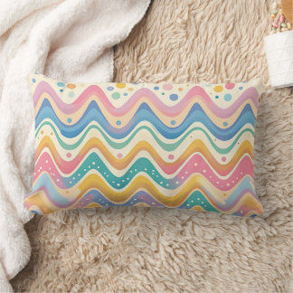 Pastel Rainbow Retro Abstract Design Lumbar Cushion