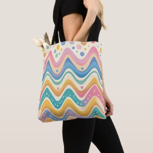Pastel Rainbow Retro Abstract Design Tote Bag