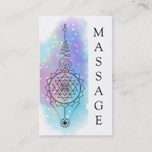 *~* Pastel Rainbow Sacred Geometry Massage Stars Business Card