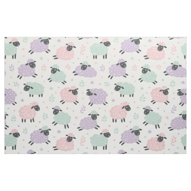 Pastel Rainbow Sheep Pattern Fabric (Yard)