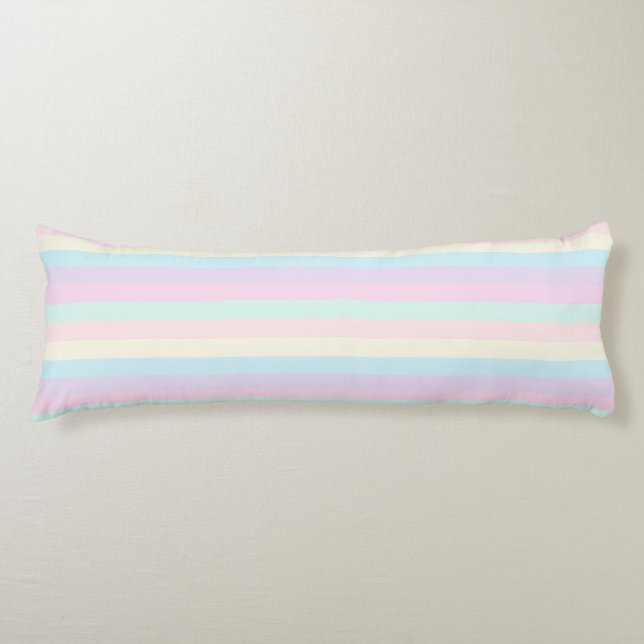Pastel Rainbow Sherbet Horizontal Stripes Body Cushion (Front)