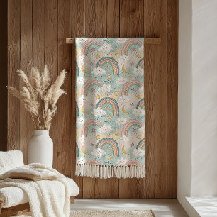 Pastel Rainbow Sherpa Cozy Gift for Little Dreamer Sherpa Blanket