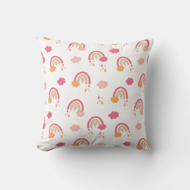 Pastel Rainbow Showers Cushion (Front)