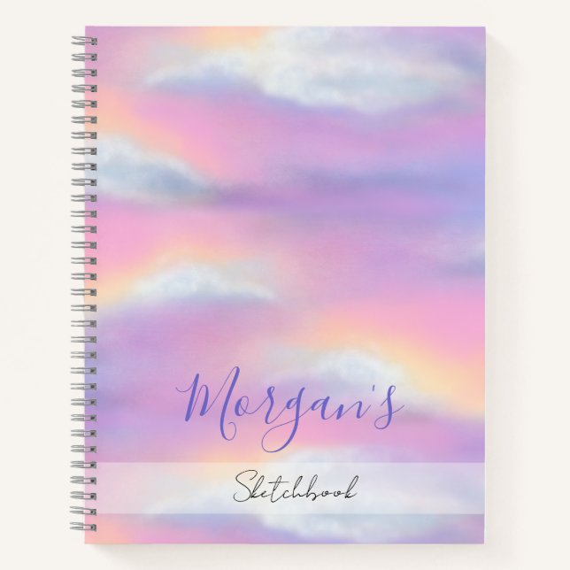 Pastel Rainbow Sky Custom Sketchbook Notebook (Front)