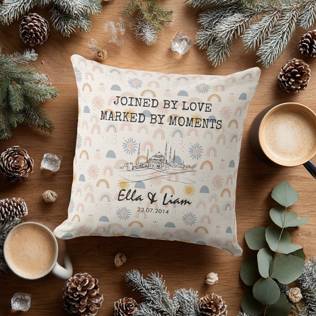 Pastel Rainbow Skyline Couple Keepsake Cushion (Creator Uploaded)