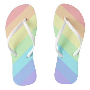 Pastel Rainbow Slash Stripes  Thongs
