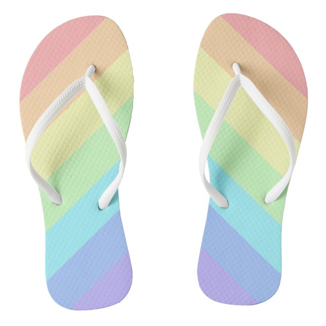Pastel Rainbow Slash Stripes  Thongs (Footbed)