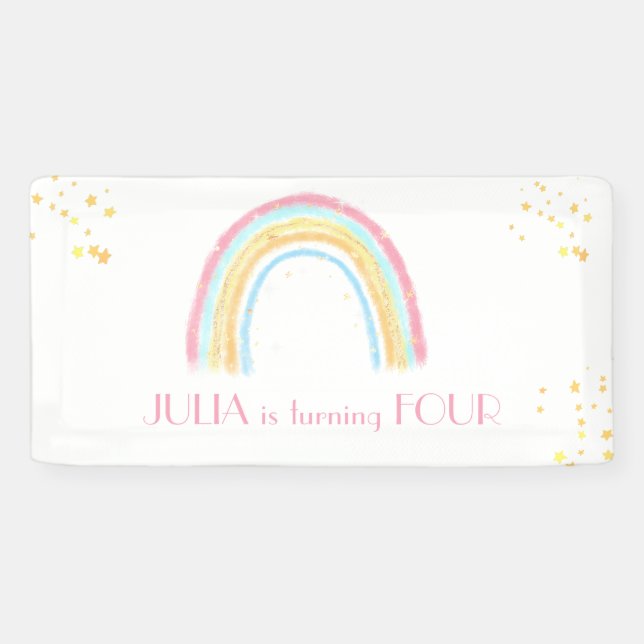 Pastel rainbow sparkling Birthday Banner (Horizontal)