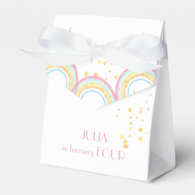 Pastel rainbow sparkling Birthday Favour Box (Front Side)