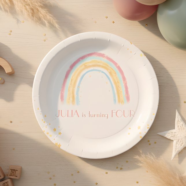 Pastel rainbow sparkling Birthday Paper Plate (Creator Uploaded)