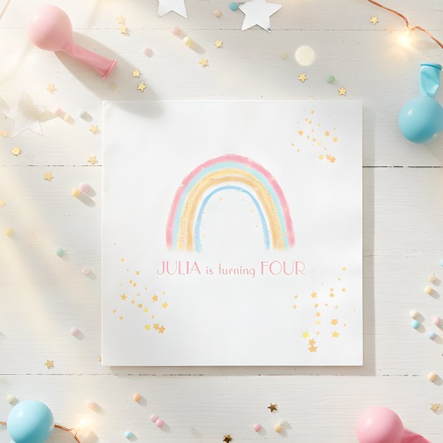 Pastel rainbow sparkling boho Birthday Napkin (Creator Uploaded)