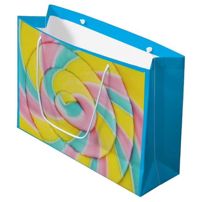 Pastel Rainbow Spiral Candy Photo Large Gift Bag (Front Angled)