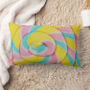 Pastel Rainbow Spiral Candy Photo Lumbar Cushion