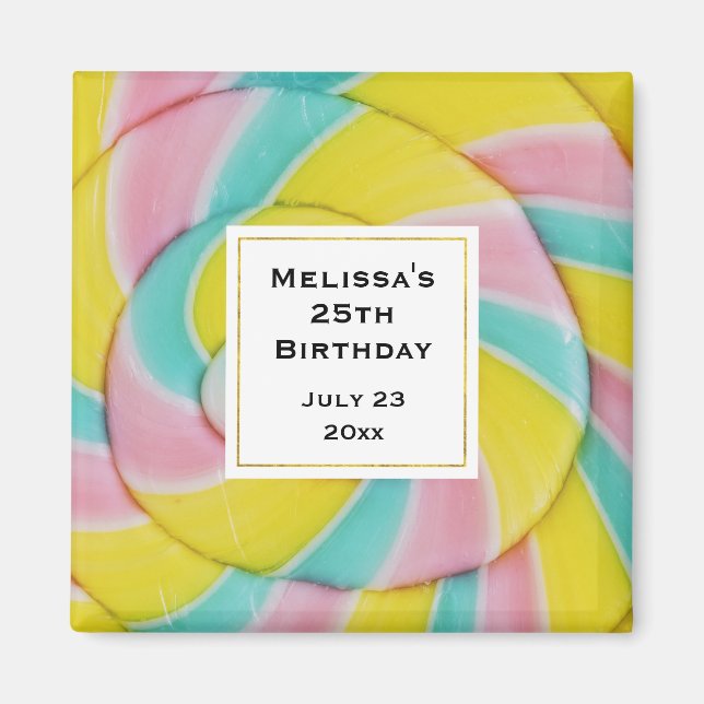  Pastel Rainbow Spiral Candy Photo Magnet (Front)