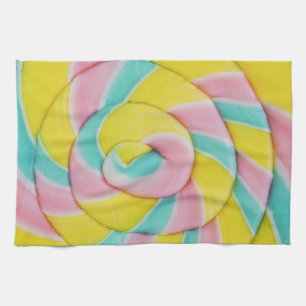 Pastel Rainbow Spiral Candy Photo Tea Towel
