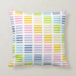 Pastel Rainbow Squares and Stripes Cushion