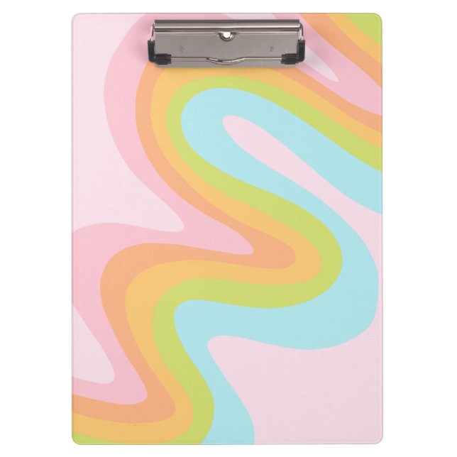 Pastel rainbow squiggle clipboard (Front)