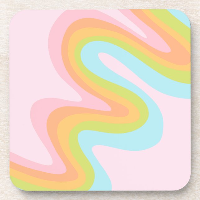 Pastel rainbow squiggle coaster (Front)