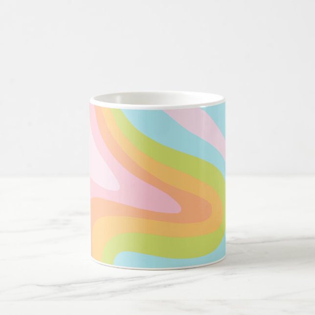 Pastel rainbow squiggle coffee mug (Center)