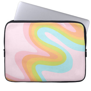 Pastel rainbow squiggle laptop sleeve