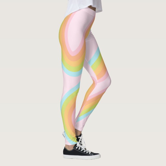 Pastel rainbow squiggle leggings (Right)