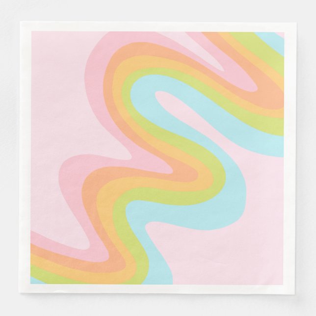 Pastel rainbow squiggle napkin (Front)