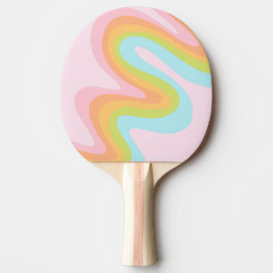 Pastel rainbow squiggle ping pong paddle