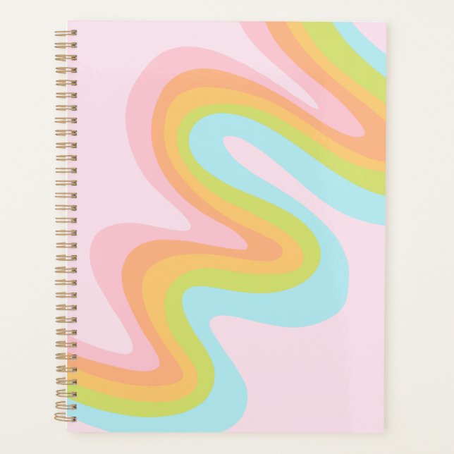 Pastel rainbow squiggle planner (Front)