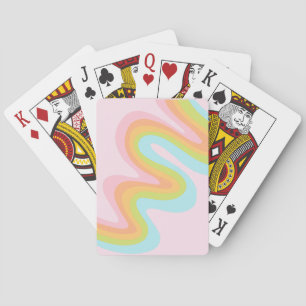 Pastel rainbow squiggle playing cards
