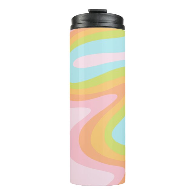 Pastel rainbow squiggle thermal tumbler (Front)
