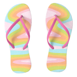 Pastel rainbow squiggle thongs