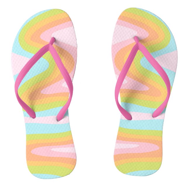 Pastel rainbow squiggle thongs (Footbed)