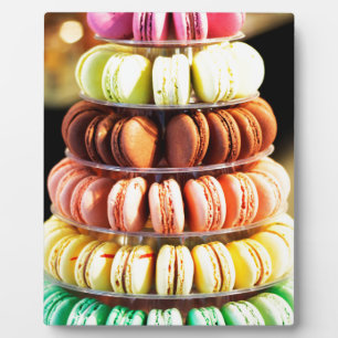Pastel Rainbow Stacked French Macaron Cookies Plaque