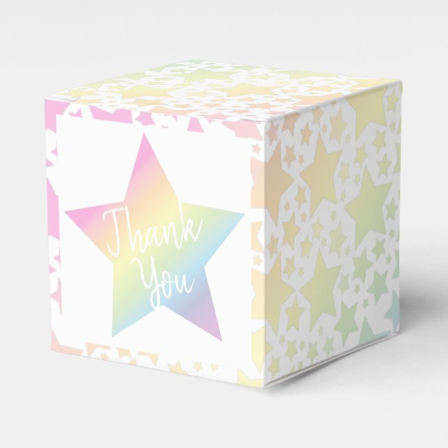 Pastel Rainbow Star Baby Shower Favour Box (Front Side)