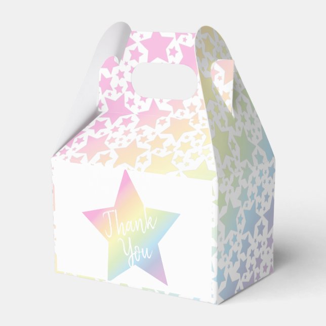 Pastel Rainbow Stars Baby Shower Simple Modern Favour Box (Front Side)