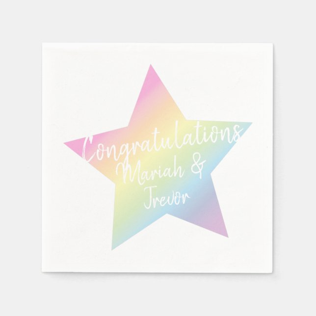 Pastel Rainbow Stars Baby Shower Simple Modern Napkin (Front)