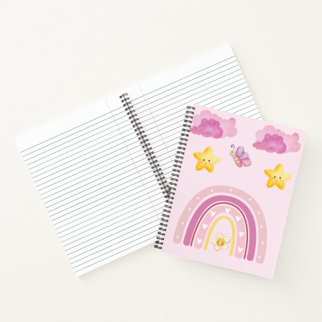 Pastel Rainbow & Stars Nursery Design | Cute Kawai Notebook (Inside)